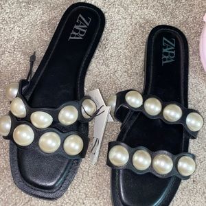 ZARA pearl knob sandals